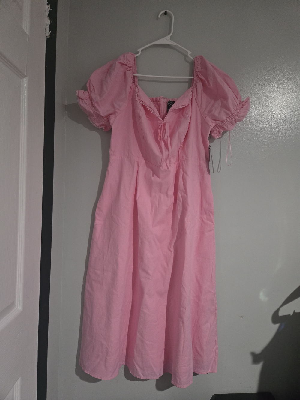 Women's Puff Sleeve Pink Dress